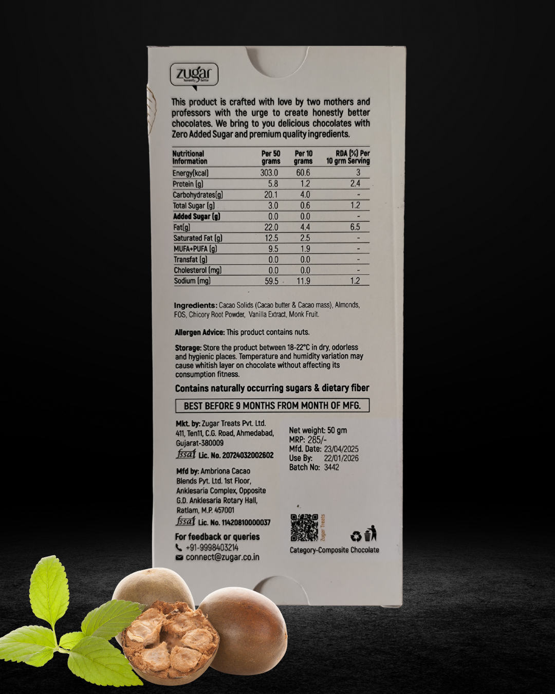 65% Dark Chocolate with Almond -Travel Pack of 5(20 gm each)
