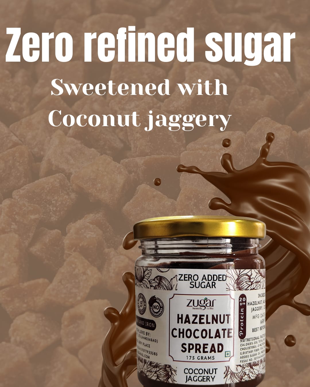 Hazelnut Chocolate Spread sweetened with Coconut Jaggery