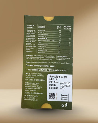 49% Hazelnut Dark Chocolate 20gm