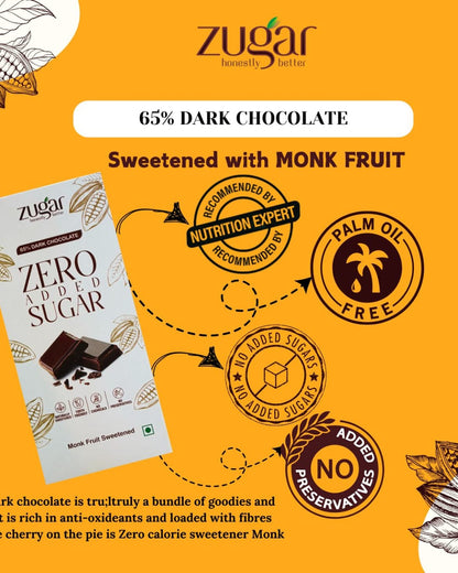 65% Dark Chocolate with Almond -Travel Pack of 5(20 gm each)