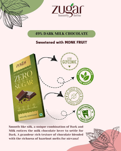 49% Hazelnut Dark Milk Chocolate-Travel Pack of 5(20gms each)